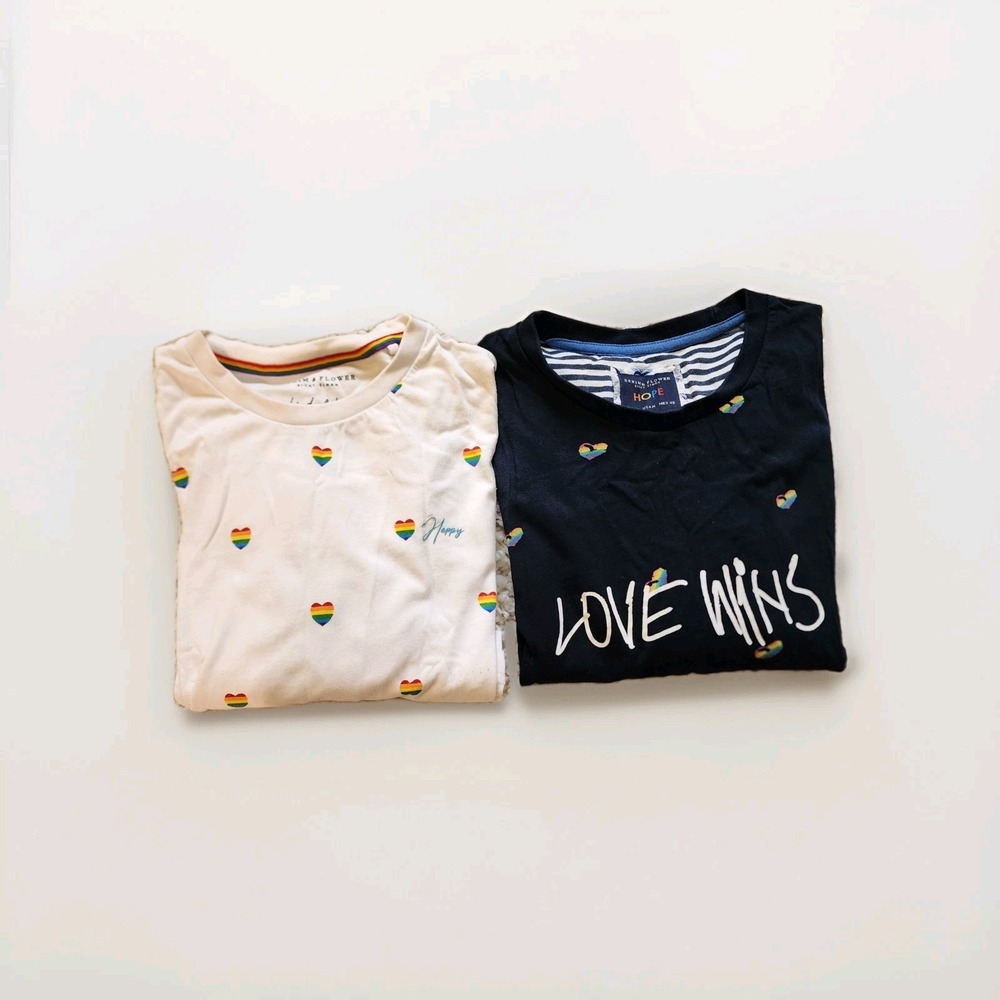 Denim & Flower Ricky Singh‎ Pride Rainbow Heart T-Shirts Medium Cute Bundle